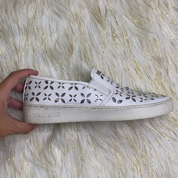 Michael Kors - White Leather Loafer with Silver 6 - Picture 4 of 13